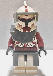 lego 2008 mini figurine sw0202b Clone Trooper Commander Fox Coruscant Guard (Phase 1) - Dark Bluish Gray Visor, Pauldron, and Kama, Large Eyes, without Solid Light Bluish Gray Semicircle above Belt 