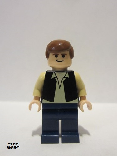 lego 2008 mini figurine sw0601 Han Solo Black Vest, Dark Blue Legs 