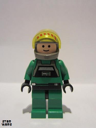 lego 2009 mini figurine sw0031b Rebel Pilot A-wing Light Nougat, Trans-yellow Visor 