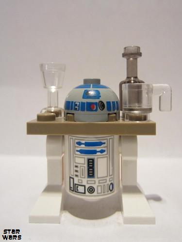 lego 2013 mini figurine sw0217a R2-D2 Astromech Droid, Dark Tan Serving Tray, Light Bluish Gray Head 