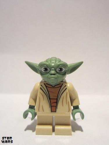 lego 2013 mini figurine sw0446 Yoda Clone Wars, White Hair, Torso with Back Printing 