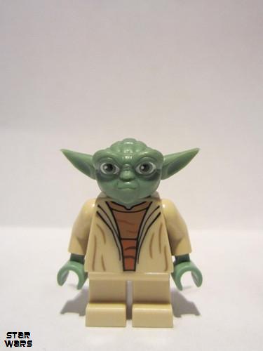 lego 2013 mini figurine sw0446a Yoda Clone Wars, Gray Hair, Torso with Back Printing 