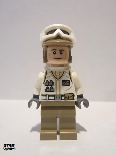 lego 2019 mini figurine sw1026 Hoth Rebel Trooper White Uniform, Dark Tan Legs, Backpack (Cheek Lines) 