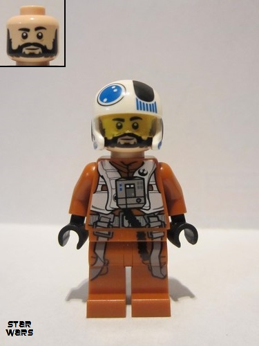 lego 2019 mini figurine sw1047 Temmin 'Snap' Wexley Medium Nougat Lines Under Eyes and Chin 