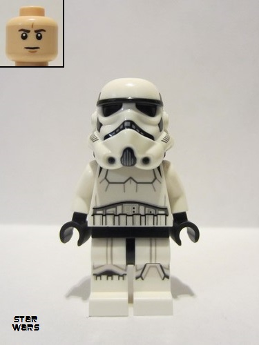 lego 2021 mini figurine sw1137 Imperial Stormtrooper Dual Molded Helmet, Gray Squares on Back - Male, Light Nougat Head, Frown 