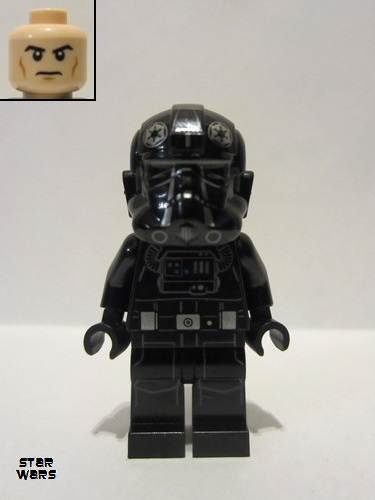 lego 2021 mini figurine sw1138 Imperial TIE Fighter Pilot Light Nougat Head, Frown 