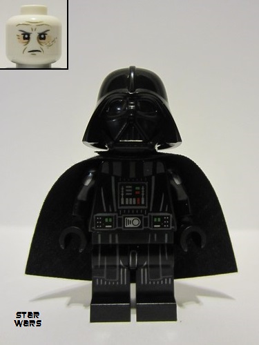 lego 2023 mini figurine sw1273 Darth Vader Printed Arms, Traditional Starched Fabric Cape, White Head with Frown 