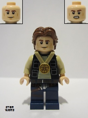 lego 2023 mini figurine sw1284 Han Solo Celebration, Wavy Hair 