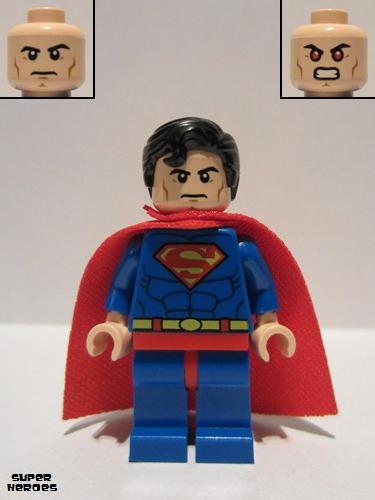 lego 2015 mini figurine sh0156 Superman Blue Suit, Dual Sided Head with Red Eyes on Reverse, Spongy Cape 
