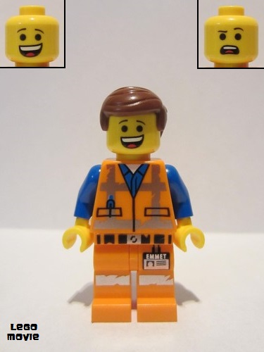 lego 2019 mini figurine tlm180 Emmet Lopsided Grin / Confused, Worn Uniform 