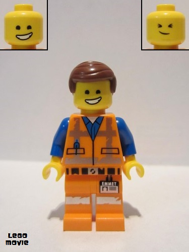 lego 2019 mini figurine tlm202 Emmet Smile / Cheerful, Worn Uniform 