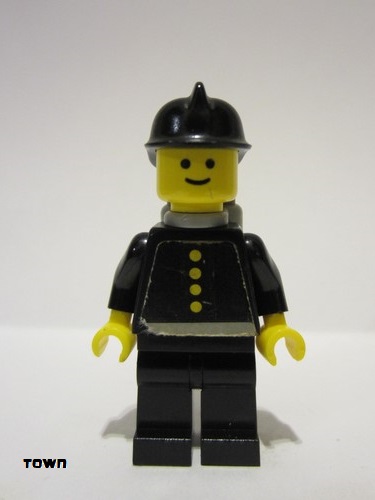 lego 1978 mini figurine firec019s Fire Torso Sticker with 4 Buttons, Black Fire Helmet, Light Gray Airtanks 