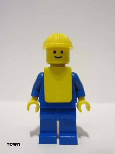 lego 1978 mini figurine pln064 Citizen Plain Blue Torso with Blue Arms, Blue Legs, Yellow Construction Helmet, Yellow Vest 