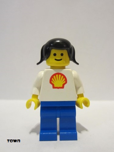 lego 1981 mini figurine shell004 Shell Classic - Blue Legs, Black Pigtails Hair 