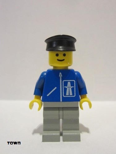 lego 1985 mini figurine hgh009 Citizen Highway Pattern - Light Gray Legs, Black Hat 