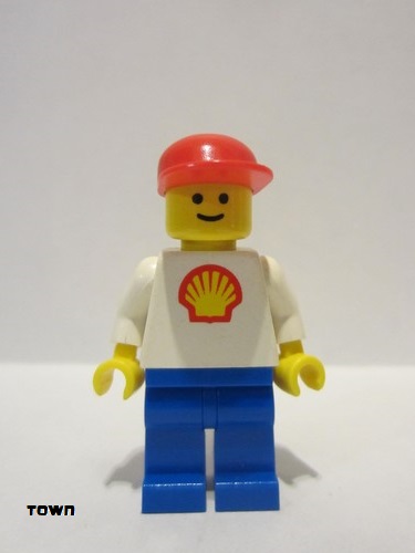 lego 1985 mini figurine shell010 Shell Classic - Blue Legs, Red Cap 