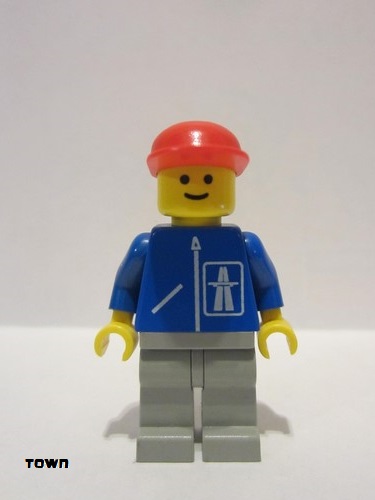 lego 1987 mini figurine hgh001 Citizen Highway Pattern - Light Gray Legs, Red Cap 