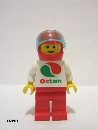 lego 1993 mini figurine oct011 Octan White Logo, Red Legs, Red Helmet, Trans-Light Blue Visor 