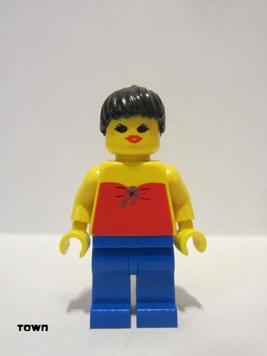 lego 1993 mini figurine par050 Citizen Red Halter Top - Blue Legs, Black Ponytail Hair 
