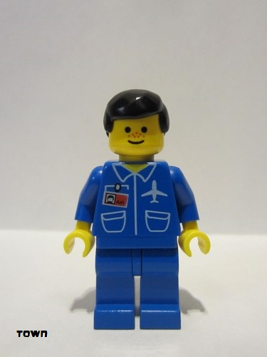 lego 1994 mini figurine air009 Airport Airport - Blue, Blue Legs, Black Male Hair 