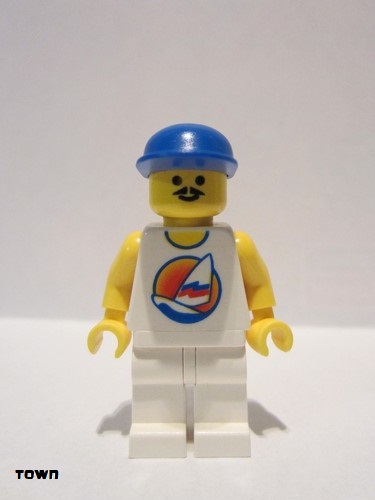 lego 1994 mini figurine par031a Surfboard on Ocean White Legs, Blue Cap 