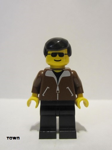 lego 1996 mini figurine jbr004 Citizen Jacket Brown - Black Legs, Black Male Hair 