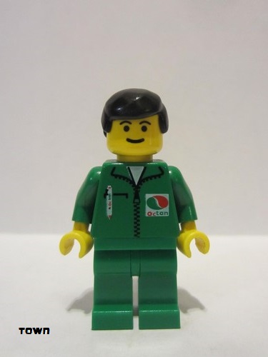 lego 1996 mini figurine oct014 Octan Green Jacket with Pen, Green Legs, Black Male Hair 