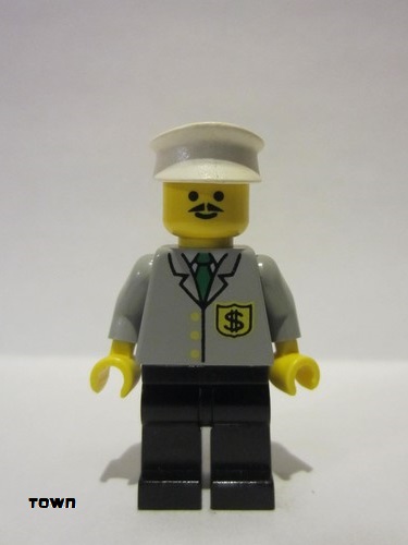 lego 1997 mini figurine bnk002 Bank Black Legs, White Hat, Moustache 