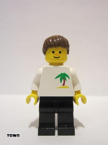 lego 1998 mini figurine twn036 Citizen Palm Tree - Black Legs, Brown Ponytail Hair 