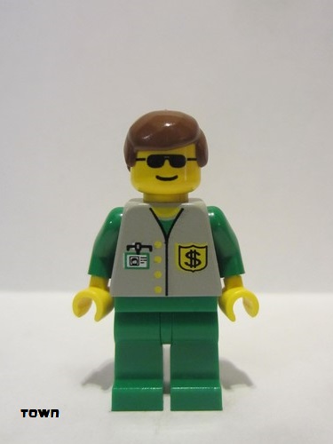 lego 1999 mini figurine bnk001 Bank Green Legs, Brown Male Hair 