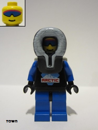 lego 2000 mini figurine arc002 Arctic Black, Black Hood, Backpack 