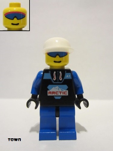 lego 2000 mini figurine arc004 Arctic Black, White Cap 