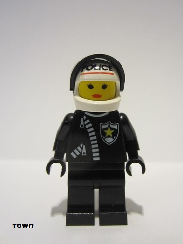 lego 2000 mini figurine cop040 Police Zipper with Sheriff Star, White Helmet with Police Pattern, Black Visor, Female 