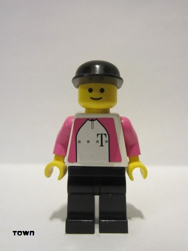 lego 2000 mini figurine tel001s German Telekom Racing Cyclist With Torso Stickers 