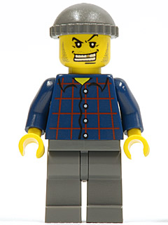 lego 2003 mini figurine wc002 Citizen Plaid Button Shirt, Dark Gray Legs, Dark Gray Knit Cap (Armored Car Bandit) 