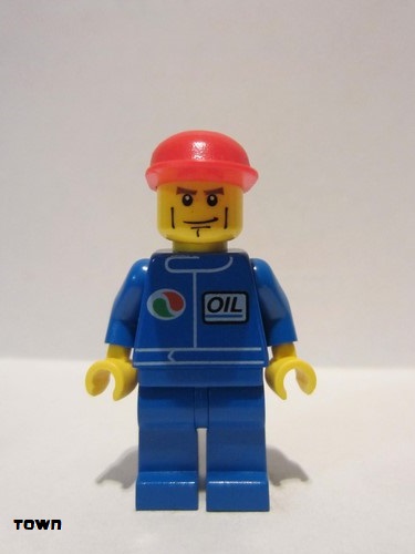 lego 2005 mini figurine oct049 Octan Blue Oil, Blue Legs, Red Cap, Chin Dimple 