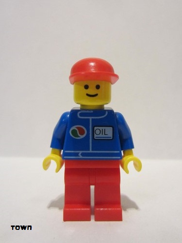 lego 2006 mini figurine oct070 Octan Blue Oil, Red Legs, Red Curved Cap 