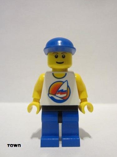 lego 2006 mini figurine par059 Surfboard on Ocean Blue Legs, Black Hips, Blue Cap 