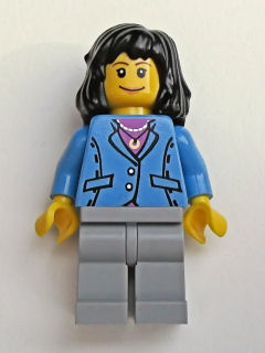 lego 2006 mini figurine trn125 Citizen Medium Blue Jacket, Light Bluish Gray Legs, Black Mid-Length Female Hair 