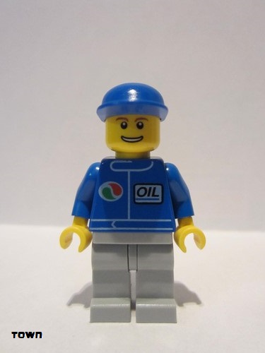 lego 2009 mini figurine oct063 Octan Blue Oil, Light Bluish Gray Legs, Blue Cap 