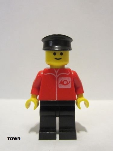 lego 2009 mini figurine post001new Post Office Black Legs, Black Hat (Reissue) 