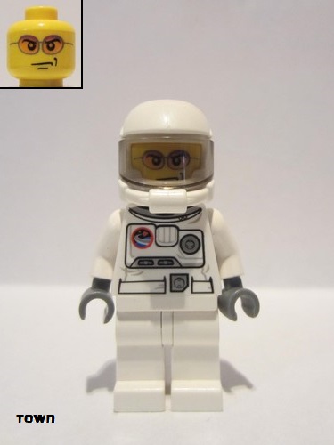 lego 2011 mini figurine cty0223 Astronaut Spacesuit, White Legs, Space Helmet, Orange Sunglasses 