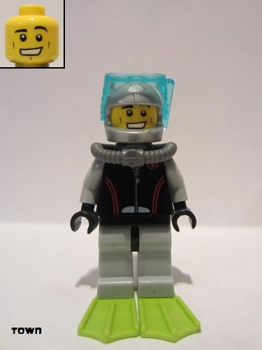 lego 2011 mini figurine cty0257 Diver Wide Grin 