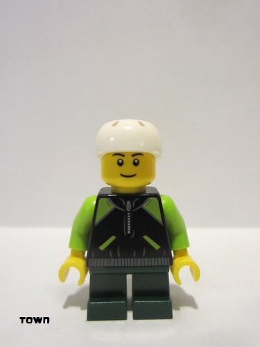 lego 2016 mini figurine cty0720 Skateboarder Lime and Black Jacket 