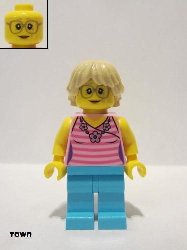 lego 2016 mini figurine cty0725 Ice Cream Vendor Top with Necklace 