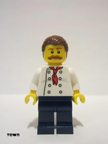 lego 2017 mini figurine cty0711 Pizza Van Chef Black Legs, Reddish Brown Moustache 