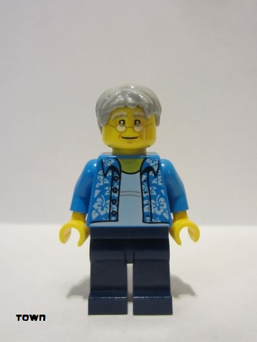 lego 2017 mini figurine cty0762 Beachgoer Gray Male Hair, Glasses and Hawaiian Shirt 