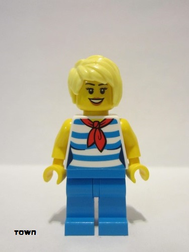 lego 2018 mini figurine cty0938 Ice Cream Vendor Striped Shirt 