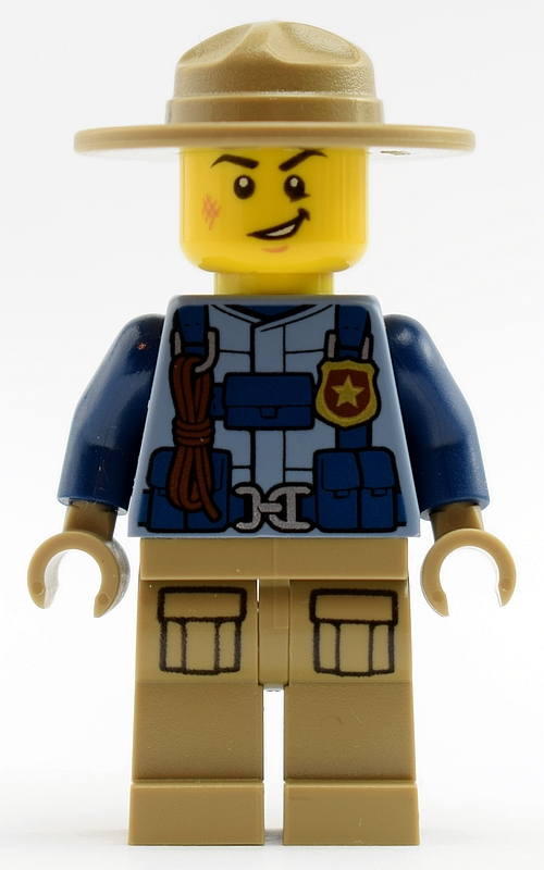 lego 2018 mini figurine cty0946 Mountain Police - Officer Male, Jacket with Harness, Dark Tan Hat 