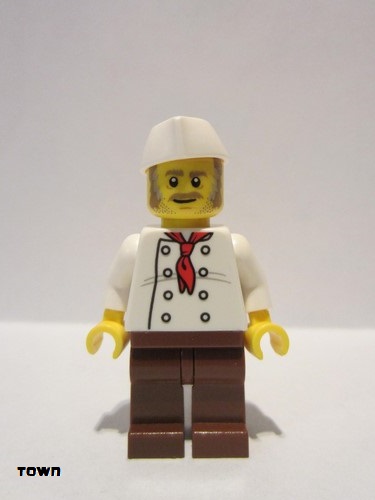 lego 2018 mini figurine twn310 Chef Moustache, Dark Tan and Gray Sideburns, Stubble 